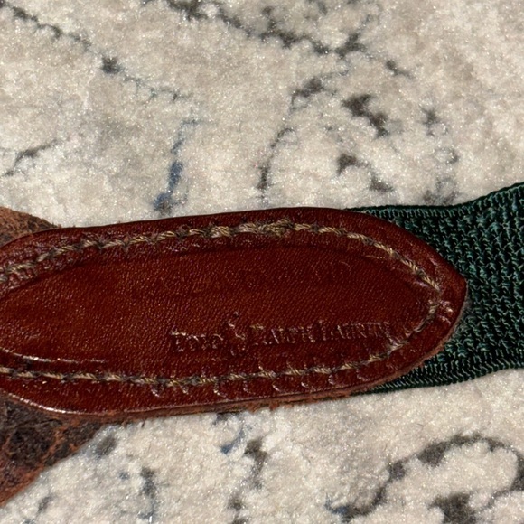 Vtg Polo Ralph Lauren Braided Leather Grain Adjustable Suspenders Brass Buckles​ - Picture 12 of 14